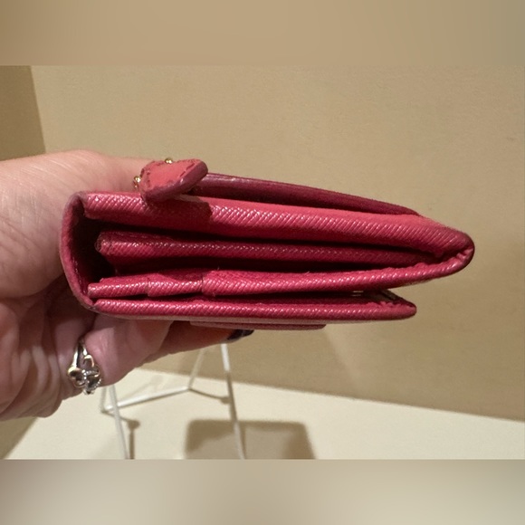 Prada Pink Saffiano Double snap long Bow Wallet - Picture 4 of 13